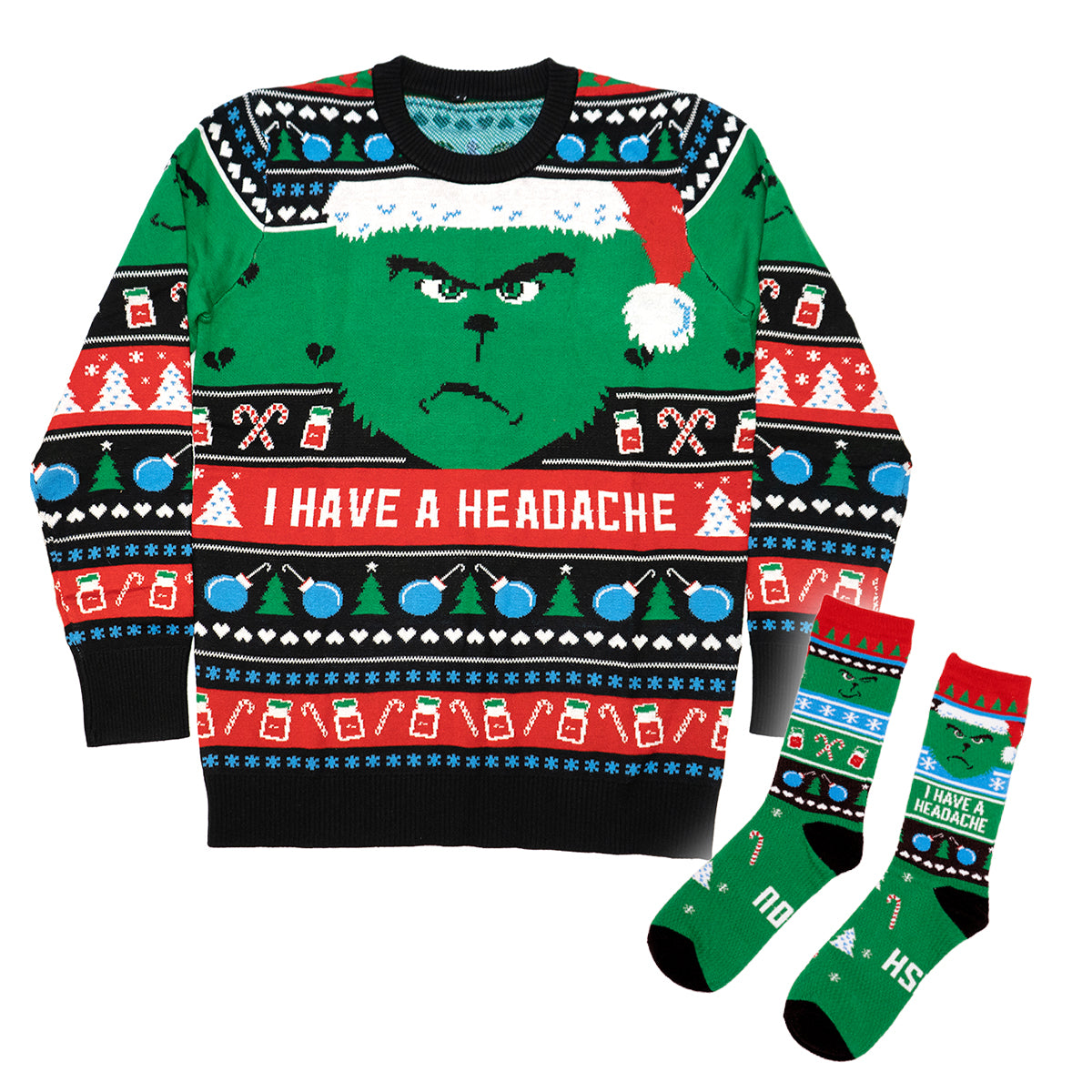 Grinch top Christmas Sweater+Shirt+Socks